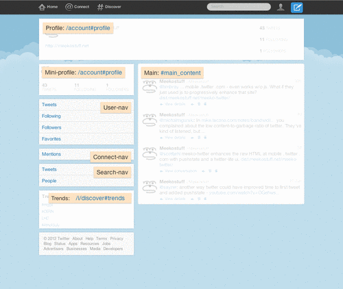 Single page template for twitter.com like UI